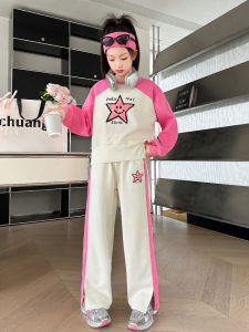 MPW | Girls Spring Autumn Hoodie Set Casual Fashionable Long Pants Two Piece Suit Children Clothing MPW Brand Chinese Style