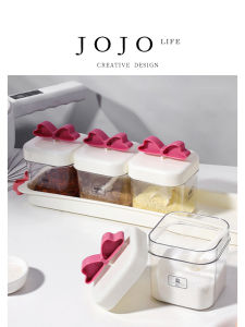 Mr. Grocery JOJOS L. PD. Multi-grid Kitchen Spice Box Set Seasoning Container Plastic Material Chinese Style Creamy Trend