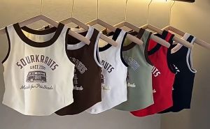 เสื้อกล้าม เสื้อสายเดี่ยวขายดี พิมพ์ลาย SOURKRAUTS ผ้าร่องฟองน้ำ