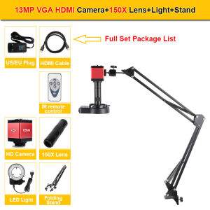 YiZhan | YIZHAN 4K UHD Microscope for Electronics 1080P/48MP/60MP HDMI Microscopio Soldering Camera 150X Lens With Ring Light Fold Stand