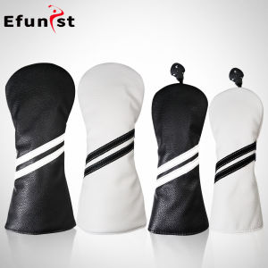 Golf Headcover Golf Club Covers Striped Style PU Leather Soft Durable For Driver Fairway Hybrid Waterproof Protector Wood Covers