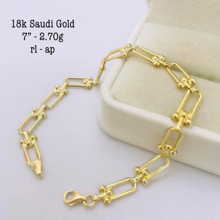 PAWNBALE 18K SAUDI GOLD FLAT HARDWARE BRACELET Lazada Lazada PH