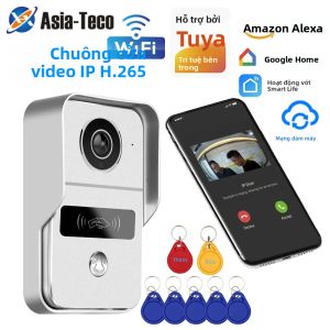 Tuya 1080P Wifi Không Dây Video Cửa Điện Thoại Camera Có Liên Lạc Nội Bộ Alexa Mở Khóa Từ Xa Hỗ Trợ Khóa Điện Tử RJ45 Để POE