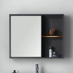 Aluminium Bathroom Mirror Cabinet 100% Stainless Steel Wall Cabinet Large Storage Mirror Cabinet Kabinet Cermin Mirror Box with Shelf