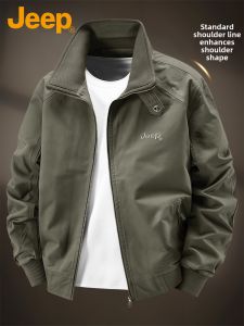 Jeep | Standing Collar Jacket Mens Cotton Loose Casual Coat