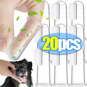 Dizoey 20/1Pcs Finger Toothbrush Super Soft Pet Cat Dog Silica gel Brush Bad Breath Tartar Teeth Care Tool Dog Cat Cleaning Pet Supplies