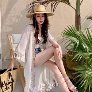 09127 Anzzela Embroidered Asymmetric Cover Up Outer Cardigan Pantai Fashion Beach Wear