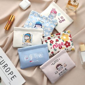 ART SUPPLIESX หนัง PU นุ่ม กระเป๋าเครื่องสำอางขนาดเล็ก แบบพกพาได้ ลายการ์ตูน กระเป๋าใส่ลิปสติก การปิดอัตโนมัติ กระเป๋าเก็บของสำหรับเดินทาง