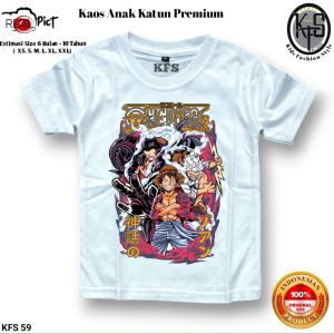 KFS 59 Kaos Anime One Piece Monkey DLuffy Turkis Anak Laki Laki Perempuan Cotton 30s Ingkigs Kids Fahion Style