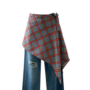 WEIAI | Korean Style Half Skirt With Belt Nut Flower Print Irregular Fashionable For Women Autumn New Arrival Layering Polyester Fiber