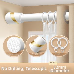 YYBAIO | Hole Drilling & No Drill Thickened Dual Rod Curtain Rod Set
