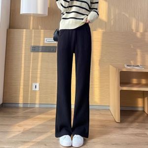 Cashmere Wide Leg Pants Womens Autumn Winter Thickened Casual Flared Pants High Waist Long Trousers for Commuting