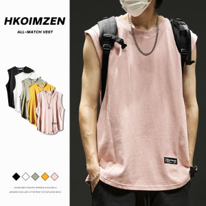 Loose Fit Pure Cotton Sleeveless Mens Vest Trendy Summer Street Style High Waistband Brand Name Boys T-Shirt Casual Wear