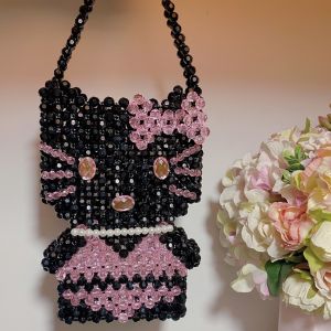 Handmade Beaded Cat Mobile Phone Bag Cute Cartoon Gift Ins Style Hellokitty Heavy Work Sweet And Spicy Small Handbag for All