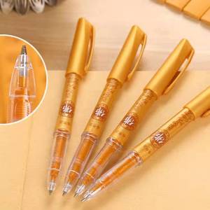 [Ready Stock] 【抄經筆现货】金色抄经本专用笔含檀香味 静心 抄经笔 金笔金色笔芯 佛字金色笔杆 Writing Copying Gold Ink Pen Casing Sandalwood Fragrance  0.7mm