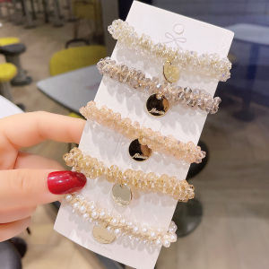 Fashionable Colorful Crystal Hair Ties And Bracelets for Women Simple Elastic Hair Bands Popular Online Head Ties Dual-Purpose