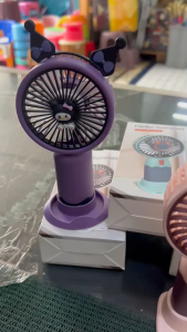 MINI FAN HELLO SUMMER HANDHELDFAN / Kipas Angin Genggam Karakter Kartun Sanrio Kuromi Hello Kitty Melody Cinamoroll Mini Portable Handheld Fan - Kuromi