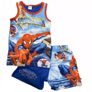 New Cotton Pique Kids Cartoon Cars Vest and Shorts Set for Boys