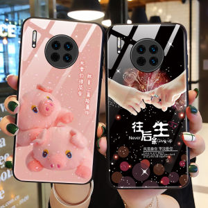 Huawei Mate30 pro 30E Silicone Case Full Edge Protection Glass Shell Womens Mens Cute Pig Design Anti-Fall 5G Compatible