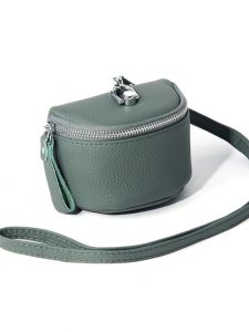 Top Layer Cowhide Leather Portable Mini Coin Purse Womens Cosmetic Bag Lipstick Holder Cute Ins Style Youth Fashion