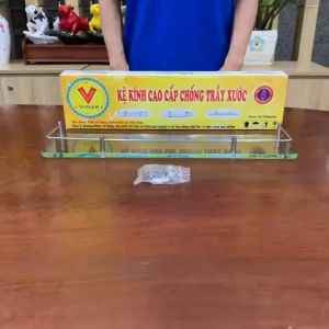 Kệ kính thẳng 10 ly có lan can rào quanh VINA KK 235A size 10x12x50cm