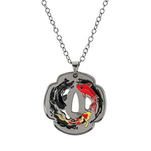 Bandai | Tri-color yin-yang koi pendant necklace black hollow necklace perfect for friends who love fish