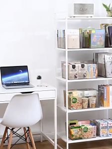 Transparent acrylic makeup organizer food storage cabinet basket multifunctional Container with lid  Pantry Cabinet Basket