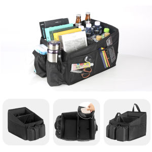 SEAMETAL Large Capacity Car Seat Storage Box Multifunction Foldable Travel Cargo Bag Tissue Box Cup Holder Car Seat Organizer