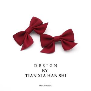 Princess Style Red Butterfly Knot Hair Accessories Childrens Girls Hairpins Forehead Clip Decorative Fabric Hairgrips