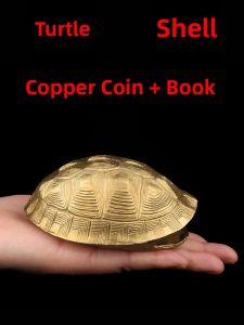 Copper Turtle Shell Creative Six-Shake Hexagram Copper Money Utensils Tortoise Shell Hexagram Tool Chinese Style Crafts Home Decoration