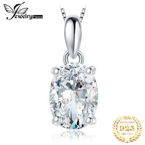 JewelryPalace Moissanite GRA D Color 1ct 2ct Oval S925 Sterling Silver Luxury Pendant Necklace for Woman No Chain 100% Passed The Diamond Selector