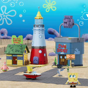 SpongeBob SquarePants Building Blocks Bikini Bottom Driving School The Chum Bucket Model Bricks Kids Collection Toy Holiday Gift