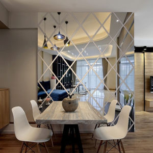 3D Diamond Splicing Acrylic Mirror Wall Sticker Removable Glass Background Decorative Mosaic for Home Decoration