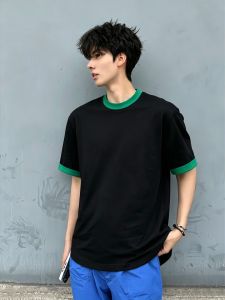 OUMULONG | Color-blocked Short-sleeve T-shirt for Men