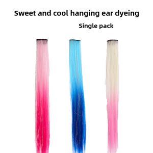 Childrens Fake Hair Extension Piece Colorful Hanging Ear One Piece Hair Dyeing Street Dance Performance Girls Hair Accessory