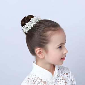 Princess Style Childrens Headwear Girls Hairband Flower Girl Performance Dance Show Bun Headpiece Ballet Costume Accessory