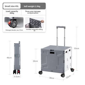 smit | Shopping Cart for Grocery Shopping and Delivery Pickup Portable Foldable Home Use Supermarket Trolley