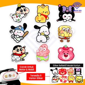 COD - STIKERS REFLEKTIF MOTIF KARTUN LUCU COCOK UNTUK MOTOR / MOBIL UNIVERSAL