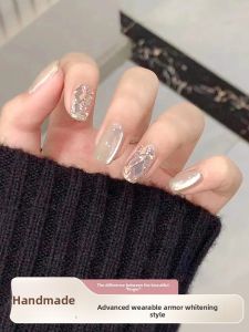 MONLEYTA | Handmade Nail Art Patch Autumn Winter Short Style Finished Product High End Feel Pure Design Manicure Wearable False Nails
