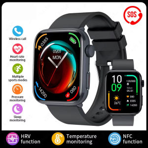 Smart Watch Men Women Blue Tooth Call Multi Sport Mode Deep Waterproof Heart Rate Health Watches Body Temperature NFC Smartwatch