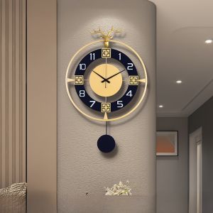 Nordic Luxury Living Room Deer Head Wall Clock Creative Individual Modern Simple Fashion Home Clock Metal Material Battery Powered