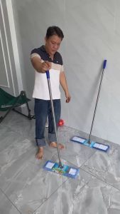 Cây lau nhà công nghiệp 45-60cm CÁN THẲNG 1m3-Chổi lau nhà san hô tự vắt tấm lau Microfiber siêu sạch bản lau xoay 360