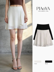 PIAOYA | Elegant Irregular Hem High Waisted Chiffon A-Line Mini Skirt Slimming for Women Summer