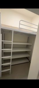 Loft bed with shelf customize singapore for helper room/bomb shelter