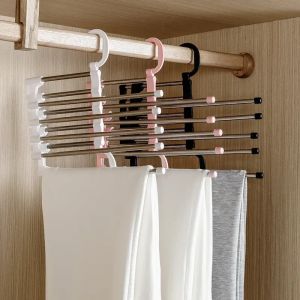 5 in1 Save Space Pants Hanger Collapsible Towel Tie Hook Multi-functional Clothes Trouser Rack Wardrobe Closet Organizer Storage