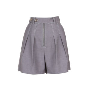 Comfortable Designer Original Fashion Week Short Pants Womens High Waist Zipper Color Block Contrast Line Casual Trousers