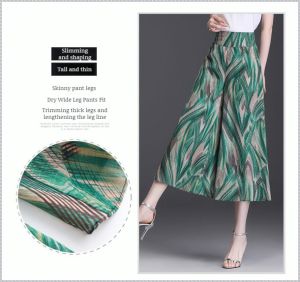 กระโปรงกางเกงขากว้างลายดอกไม้ 7/10 ขายาวกางเกงยาวปานกลางที่ละเอียดและเรียบ