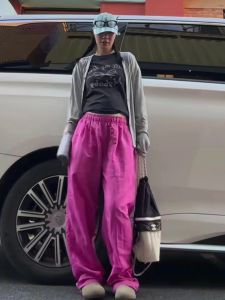 Loose Womens Sport Pants Ice Silk Quick Dry Wide Leg Thin Model High Waist Slimming Casual Trousers Summer Central Bohemian