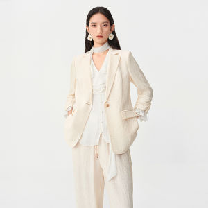 Koradior | Textured Lightweight Blazer Outwear 8-Sleeve