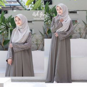 BAJU GAMIS ANAK TANGGUNG CRINKLE AIRFLOW SORAYA ABAYA MUSLIM TERBARU HITAM PUTIH